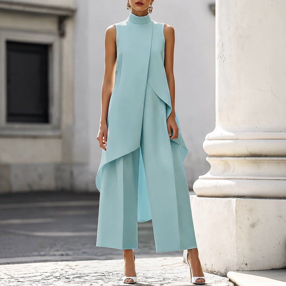Saskia™ | Elegante mouwloze jurk met cape-detail