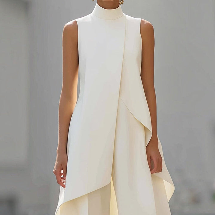 Saskia™ | Elegante mouwloze jurk met cape-detail