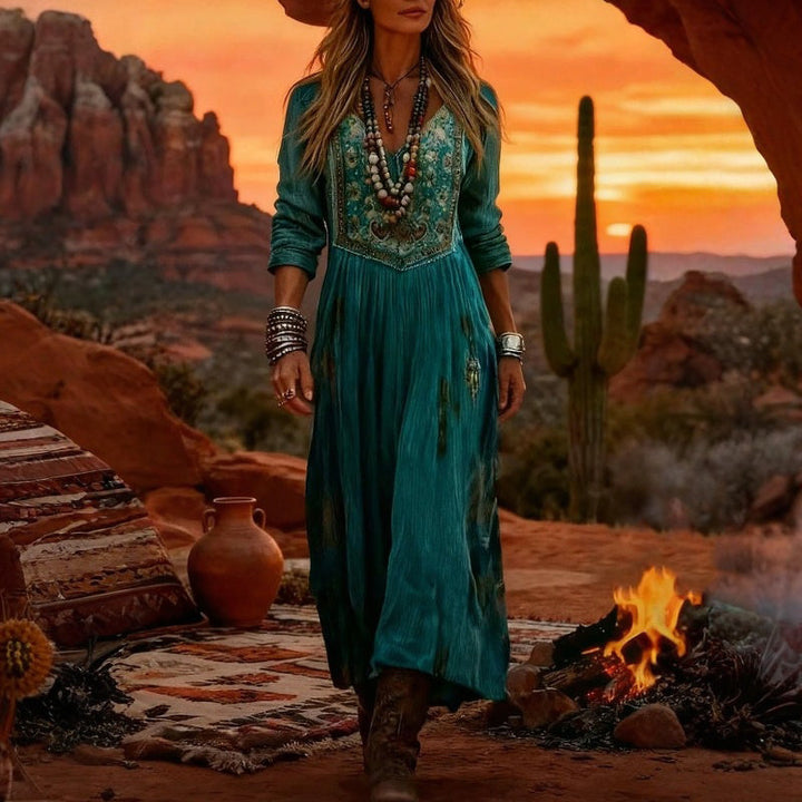 Loes™ | Bohemien maxi-jurk met borduursel