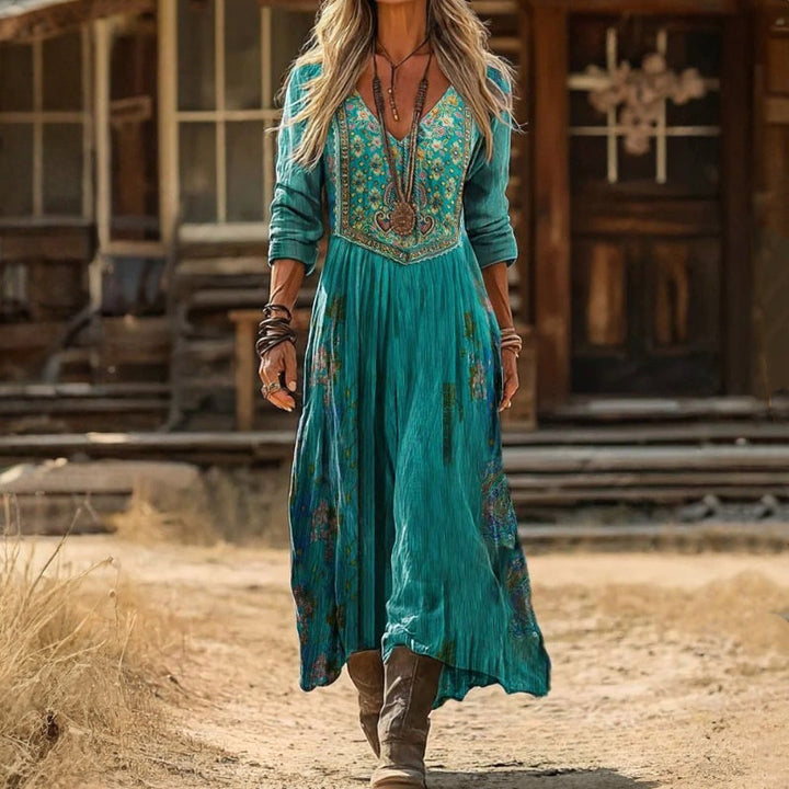 Loes™ | Bohemien maxi-jurk met borduursel