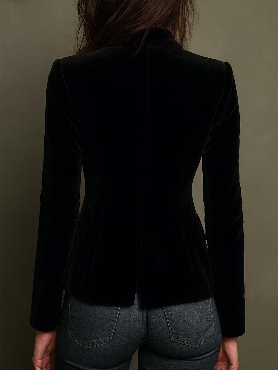 Annemiek™ | Fluwelen blazer met geborduurde bloemen