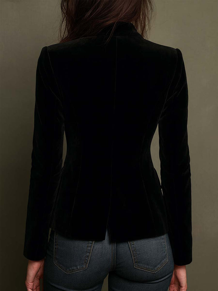 Annemiek™ | Fluwelen blazer met geborduurde bloemen