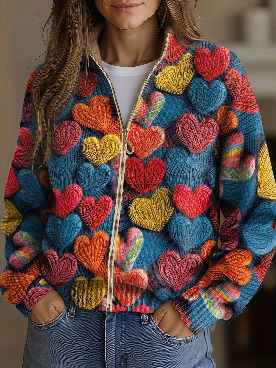 Ingrid™ | Vest met veelkleurige harten