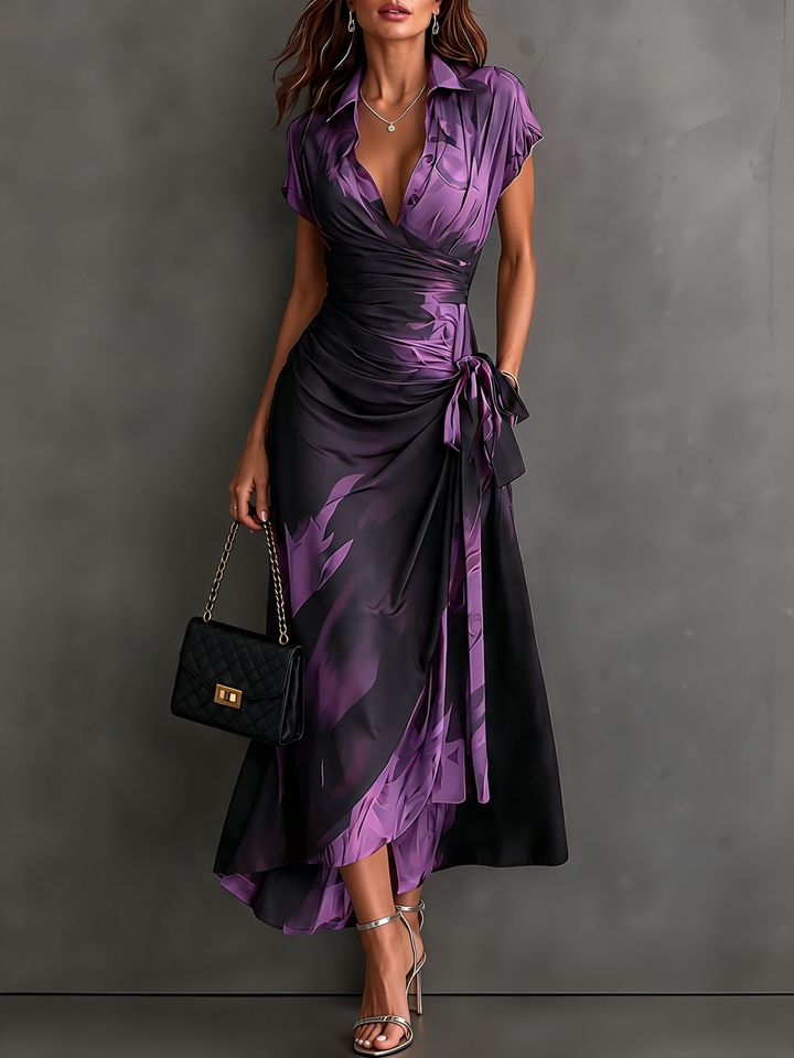 Lidewij™ | Maxi-wikkeljurk met abstracte print