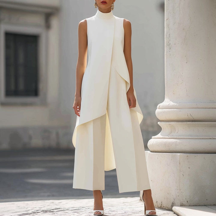 Saskia™ | Elegante mouwloze jurk met cape-detail