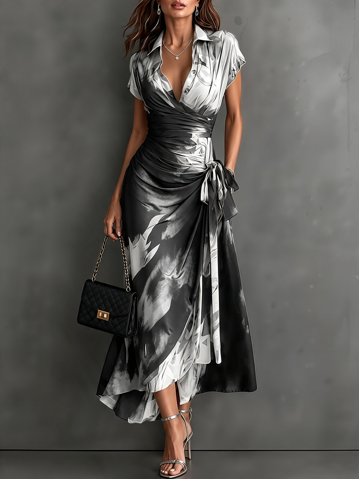 Lidewij™ | Maxi-wikkeljurk met abstracte print