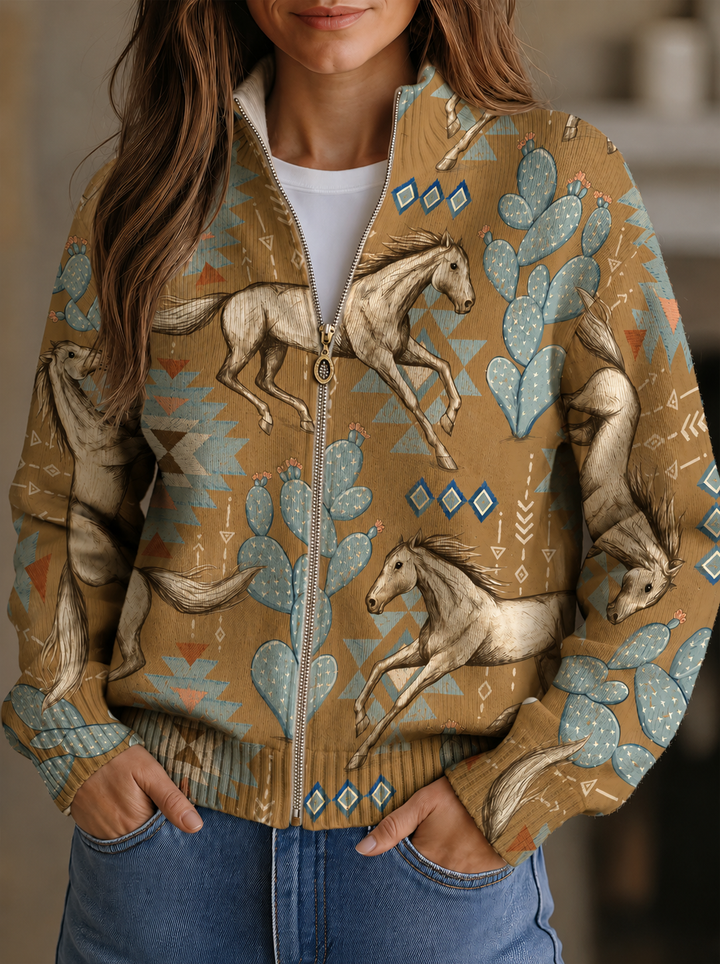 Karin™ | Vest met paarden- en cactusprint