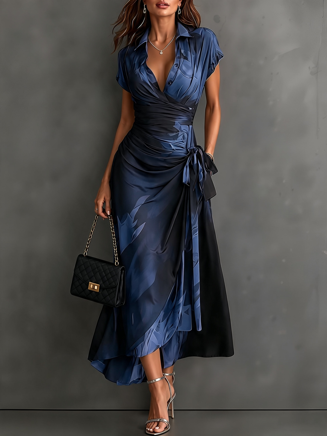 Lidewij™ | Maxi-wikkeljurk met abstracte print