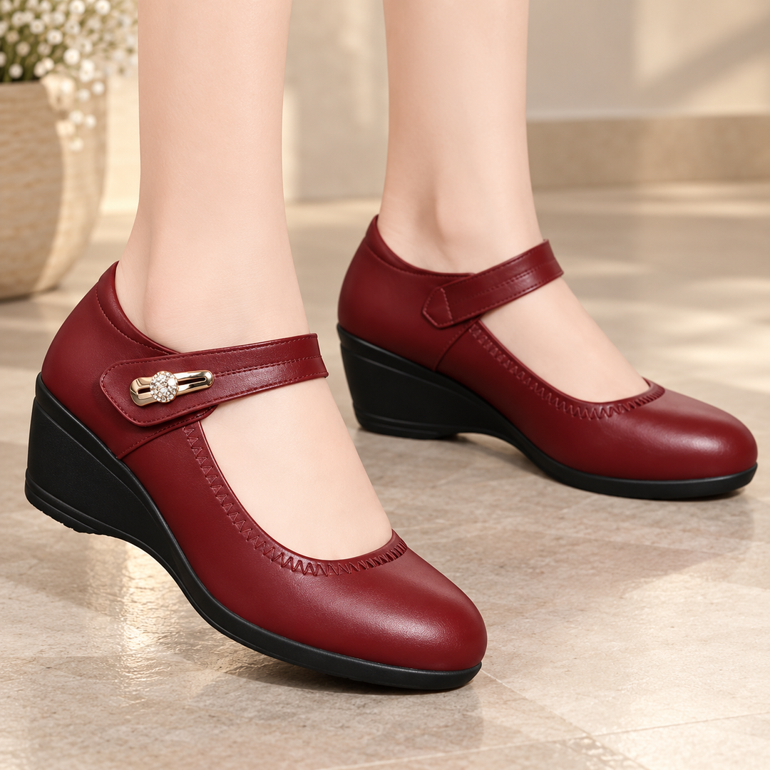 Fenna™ orthopedische sleehakschoenen – Wijnrood