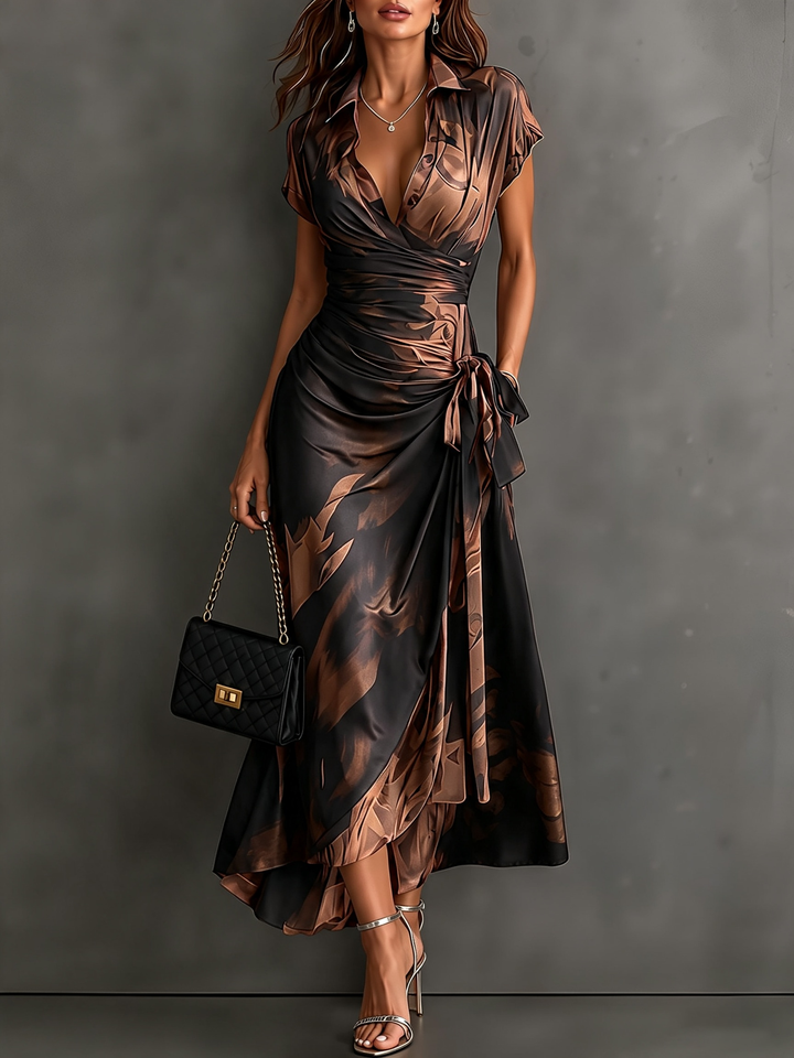 Lidewij™ | Maxi-wikkeljurk met abstracte print