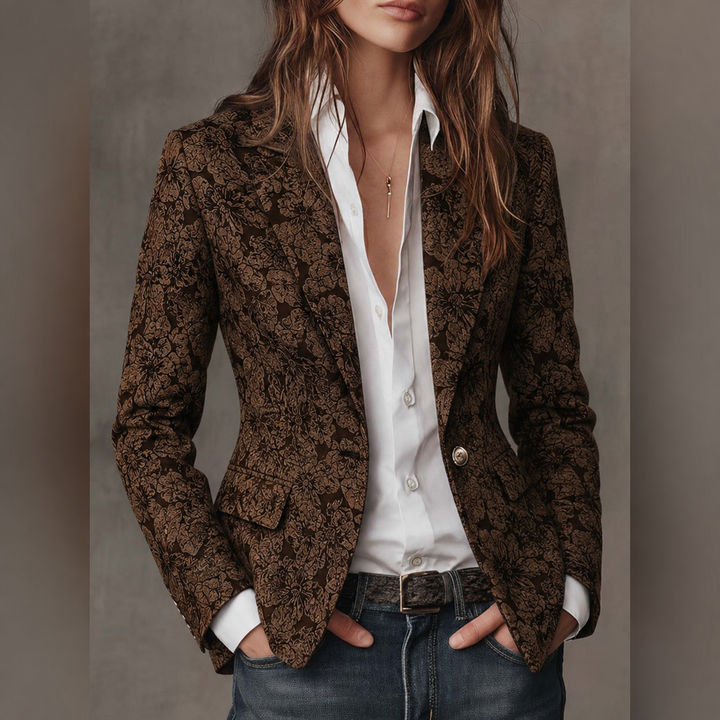 Esther™ | Jacquard blazer met bloemenmotief