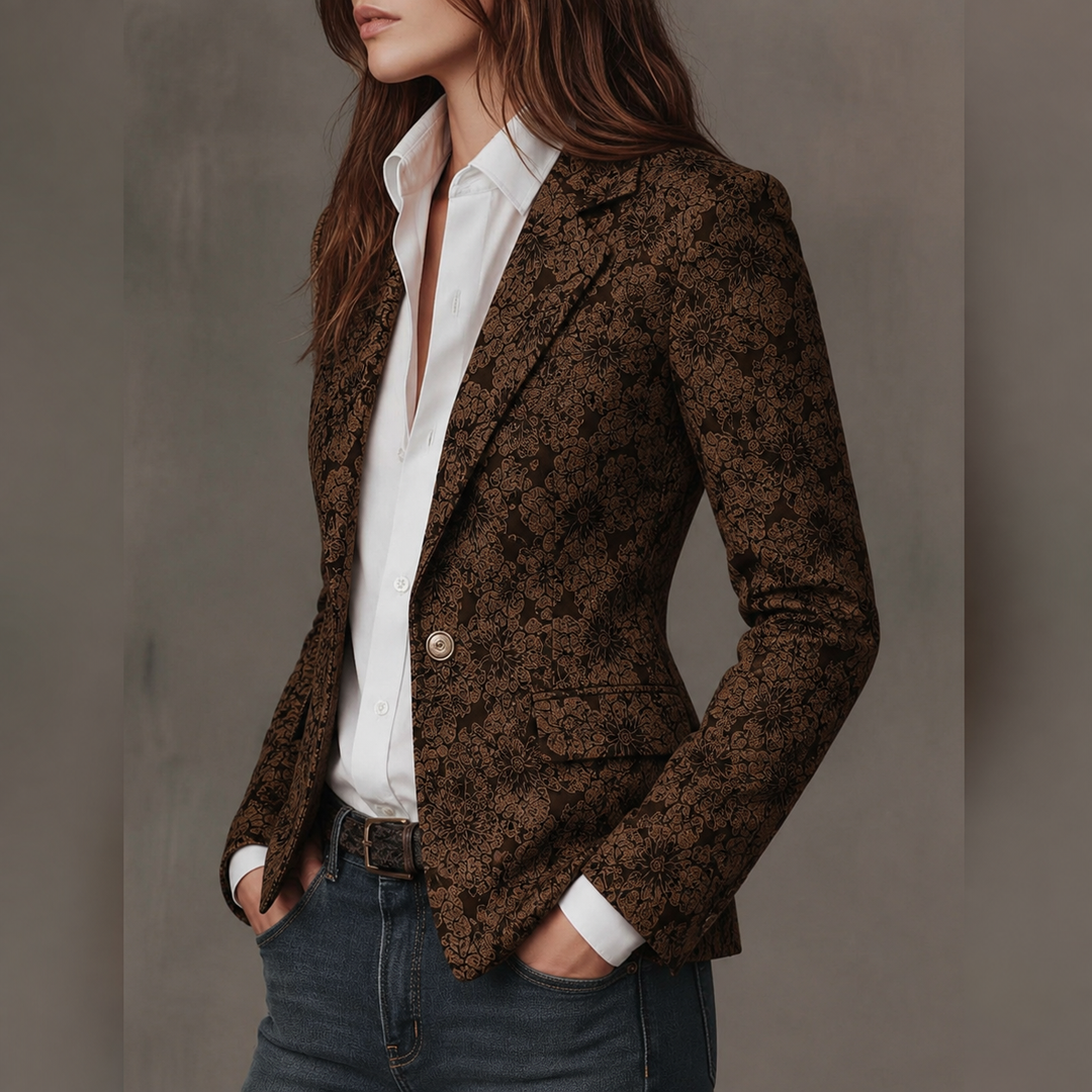 Esther™ | Jacquard blazer met bloemenmotief