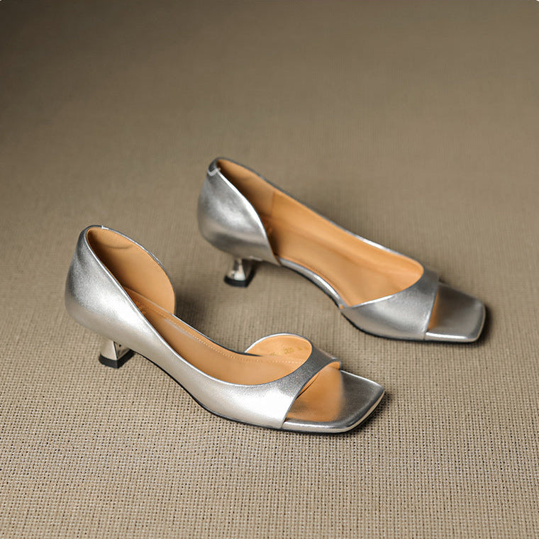 Celin | Peep Toe Echt Leren Hakken