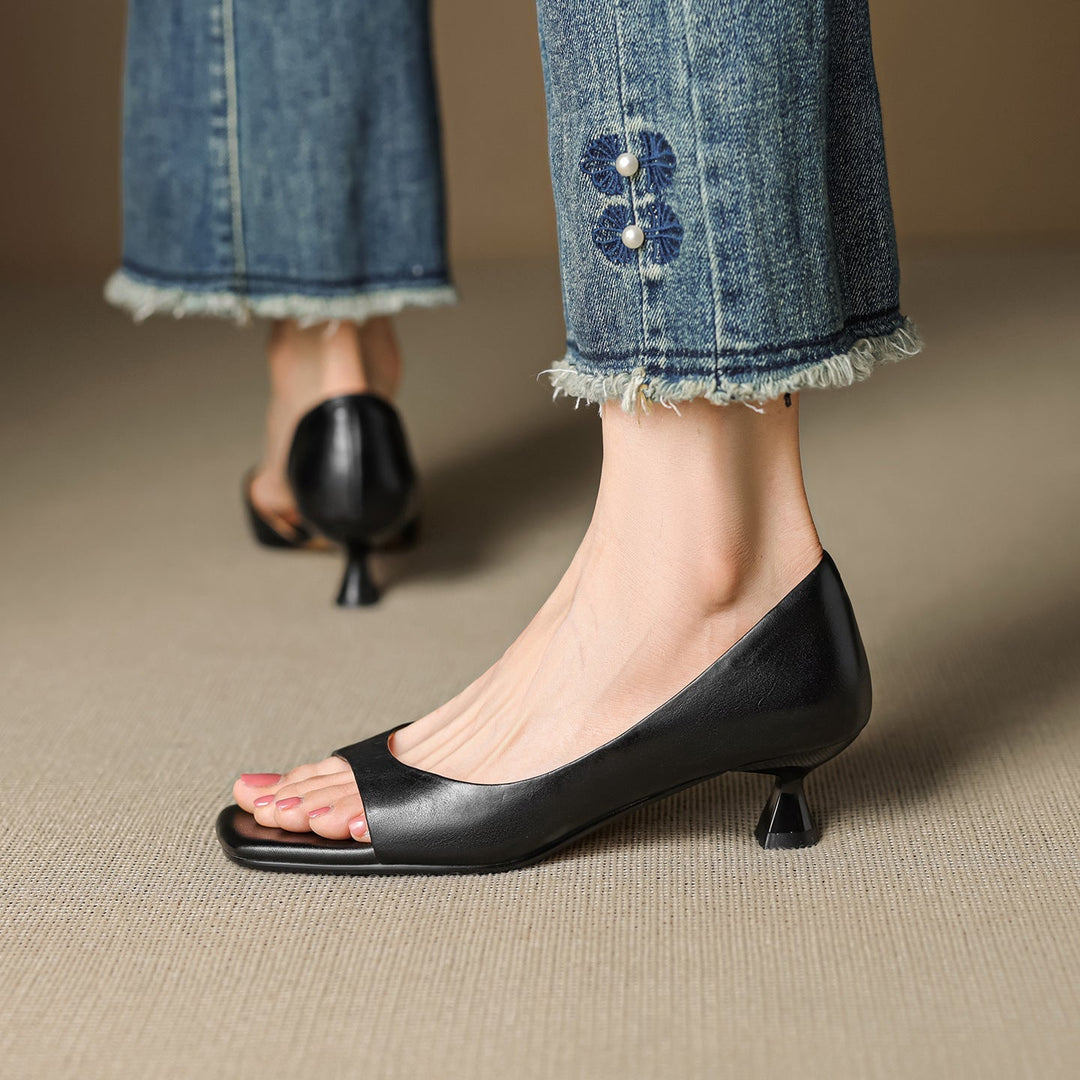 Celin | Peep Toe Echt Leren Hakken