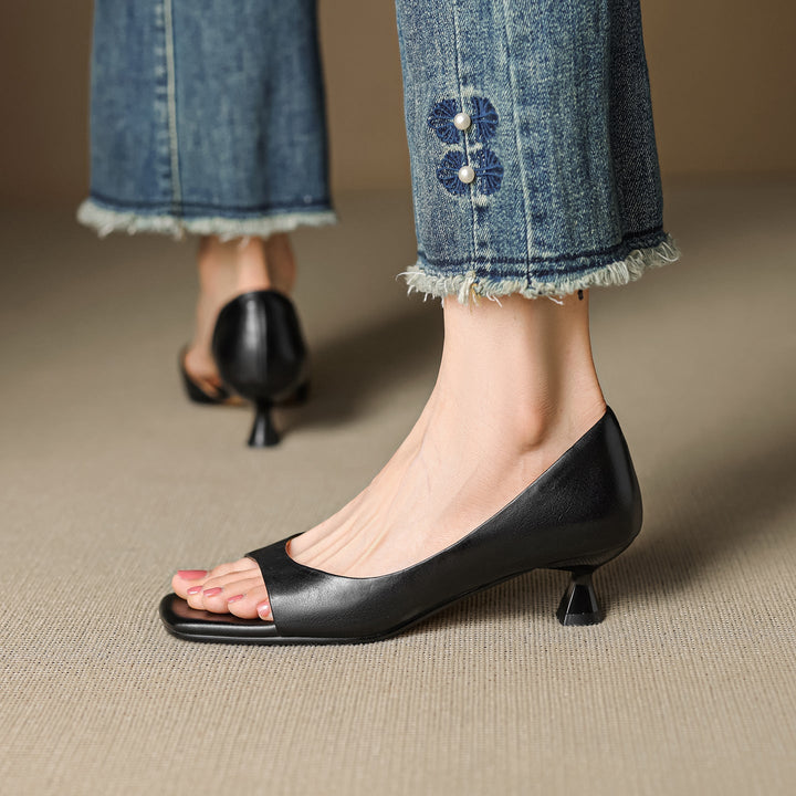 Celin | Peep Toe Echt Leren Hakken