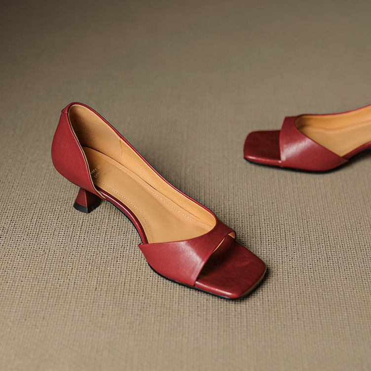 Celin | Peep Toe Echt Leren Hakken