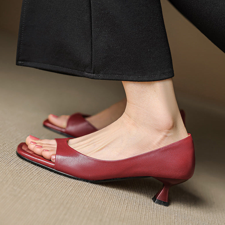 Celin | Peep Toe Echt Leren Hakken