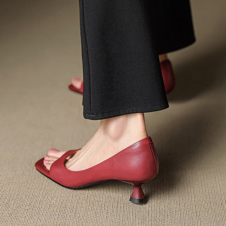 Celin | Peep Toe Echt Leren Hakken