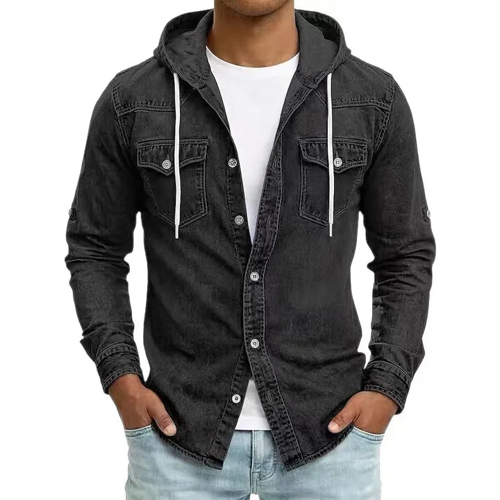 Thijs™ casual denim overhemd voor heren – Zwart
