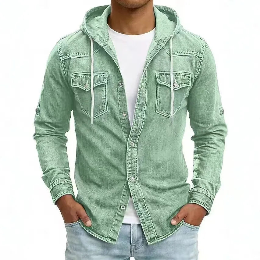Thijs™ casual denim overhemd voor heren – Lichtgroen