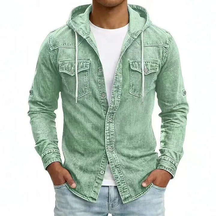 Thijs™ casual denim overhemd voor heren – Lichtgroen