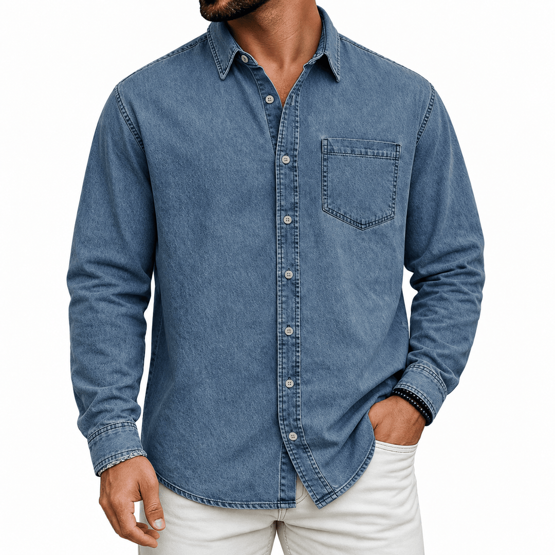Jeroen™ overhemd met borstzak voor heren – Marineblauw