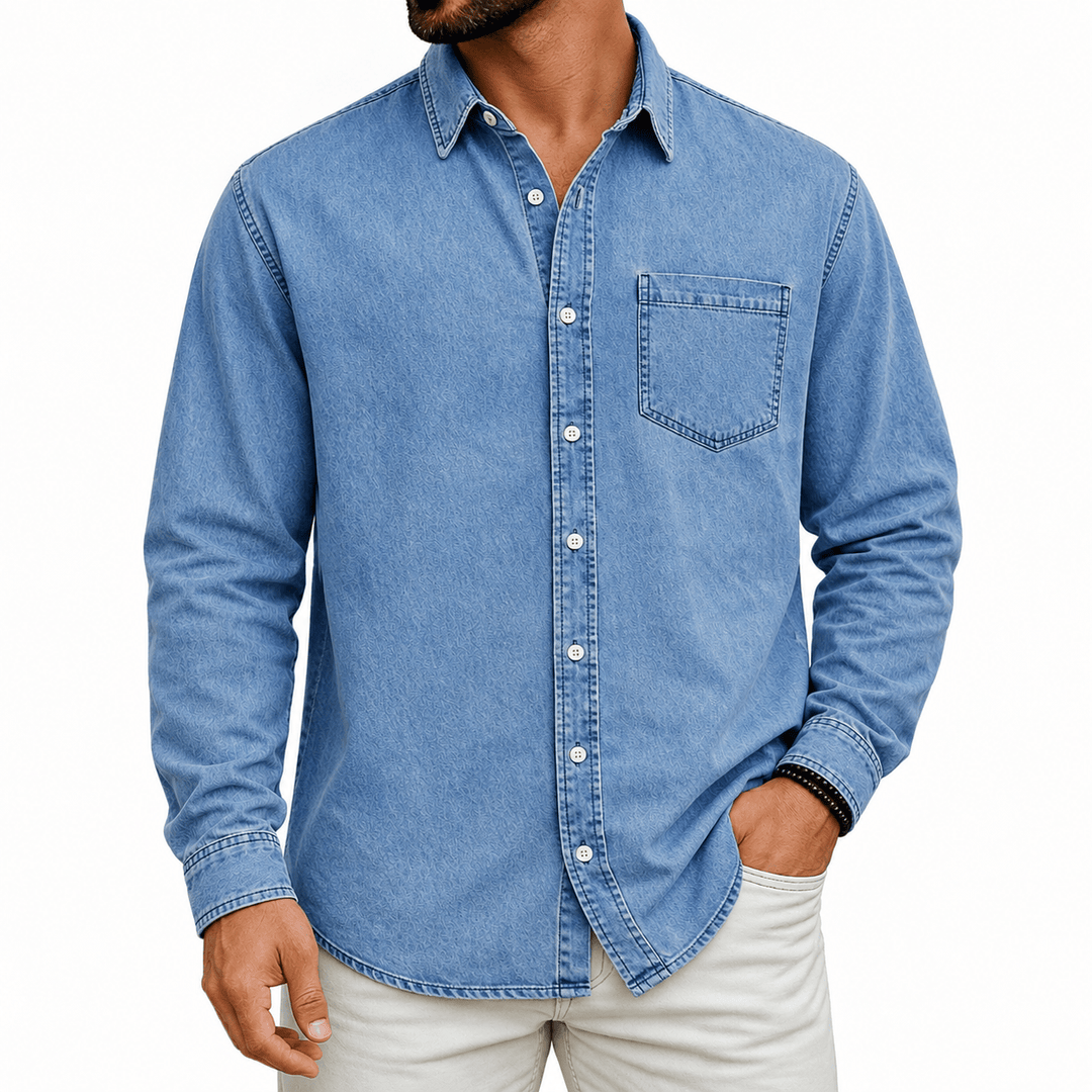 Jeroen™ overhemd met borstzak voor heren – Blauw