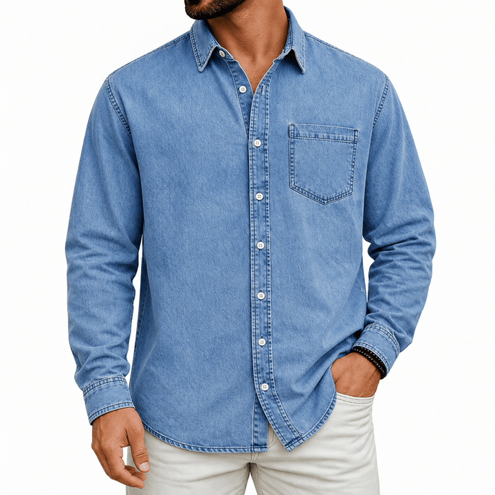 Jeroen™ overhemd met borstzak voor heren – Blauw
