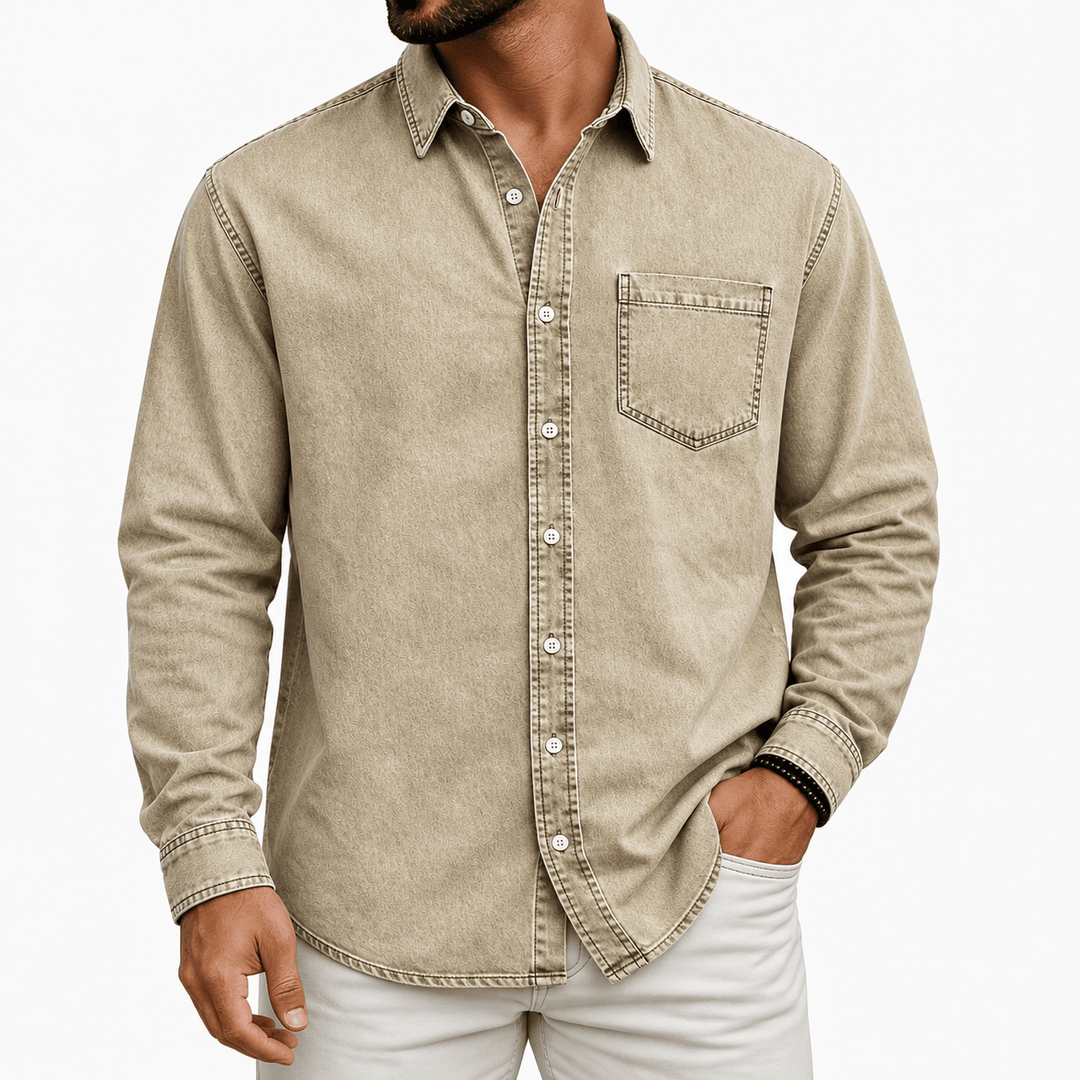Jeroen™ overhemd met borstzak voor heren – Khaki