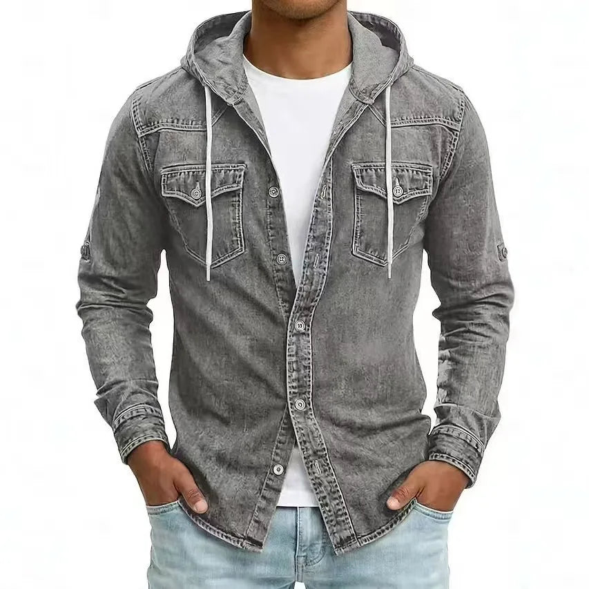 Thijs™ casual denim overhemd voor heren – Grijs
