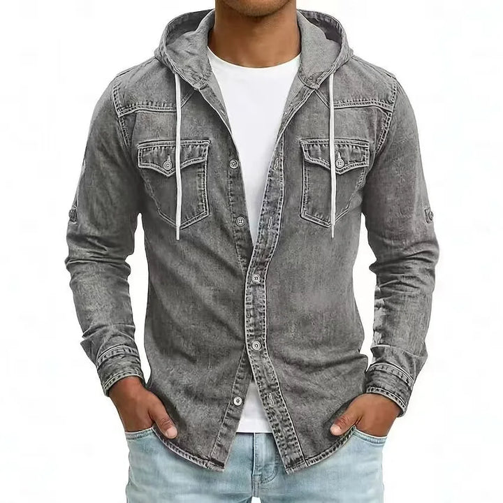 Thijs™ casual denim overhemd voor heren – Grijs