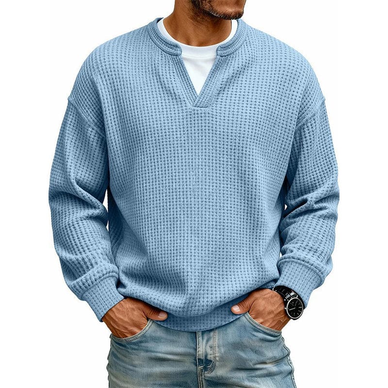 Maarten™ trui met wafelstructuur voor heren – Blauw