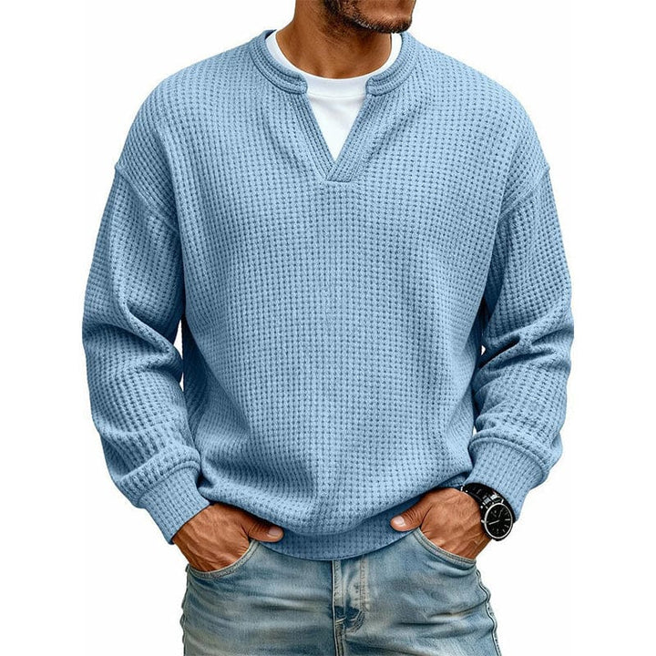 Maarten™ trui met wafelstructuur voor heren – Blauw