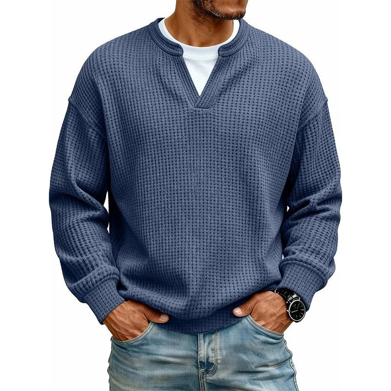Maarten™ trui met wafelstructuur voor heren – Marineblauw
