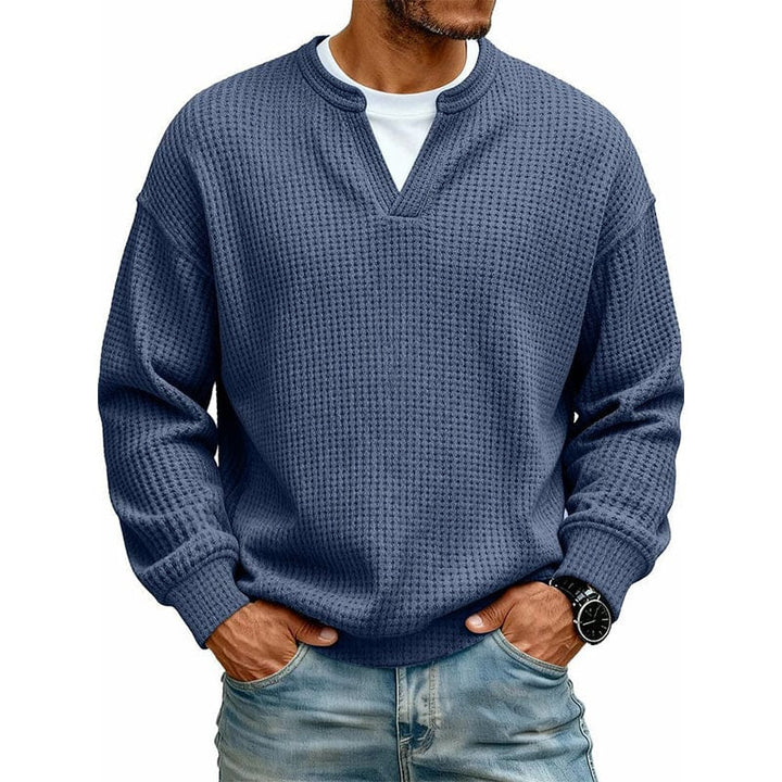 Maarten™ trui met wafelstructuur voor heren – Marineblauw