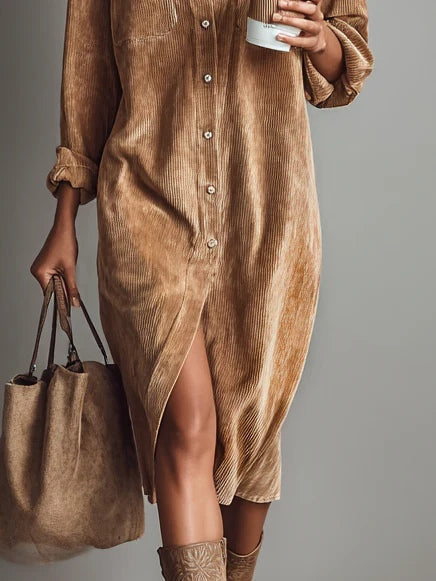 Mieke™ | Midi-jurk van corduroy