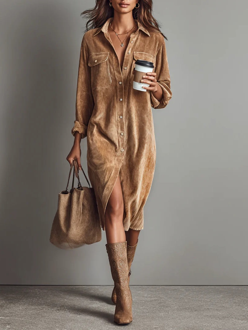 Mieke™ | Midi-jurk van corduroy