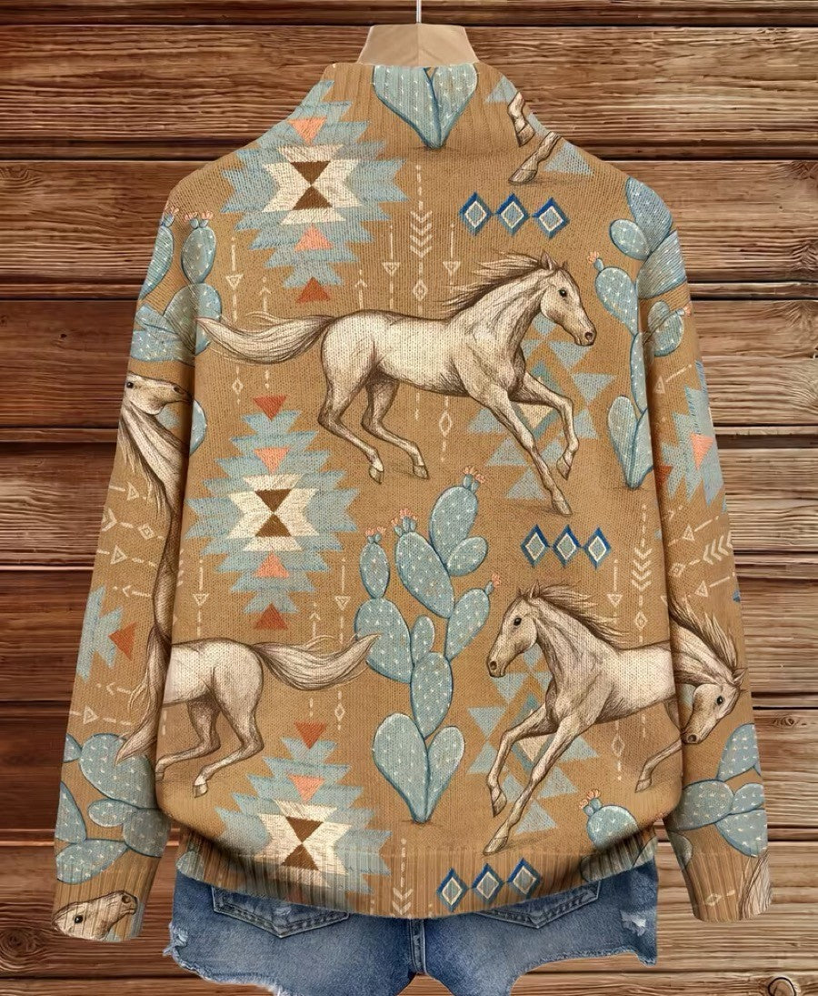 Karin™ | Vest met paarden- en cactusprint