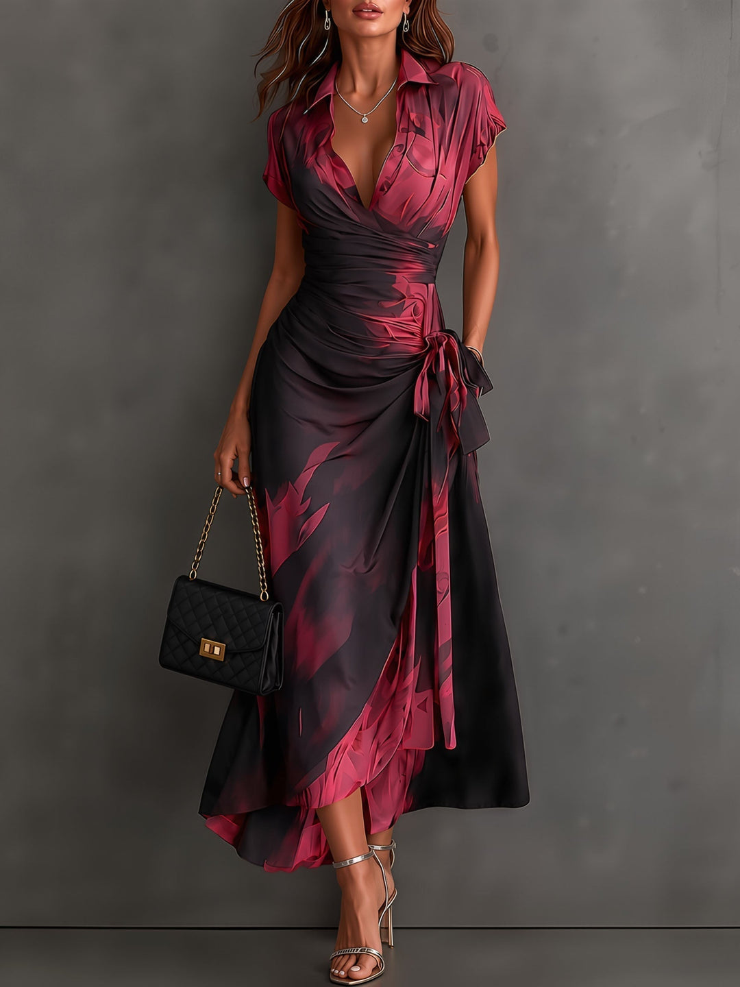 Lidewij™ | Maxi-wikkeljurk met abstracte print